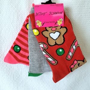 Betsey Johnson Christmas Socks 3 Pair